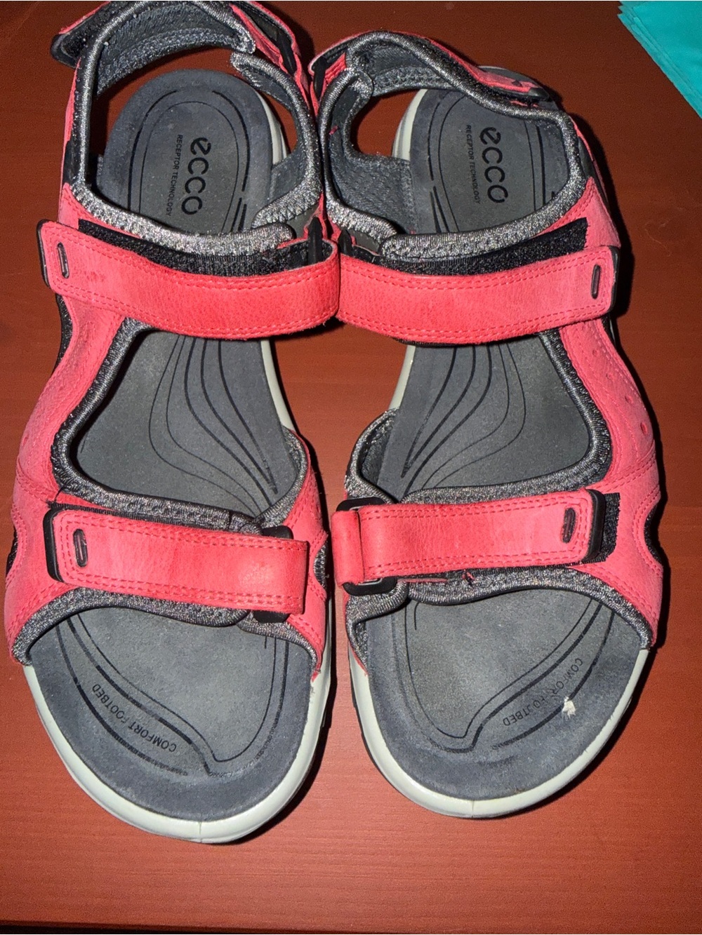 ECCO Yucatan Offroad Red Leather Sport Sandals EU 41 Women’s Comfort Hiking